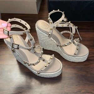 Strappy espadrille sandal heels